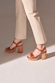 Dune London Brown Platform Block Heel Jodi Sandals - Image 3 of 7