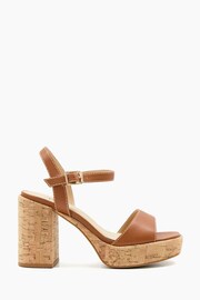 Dune London Brown Platform Block Heel Jodi Sandals - Image 4 of 7