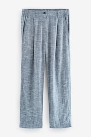 Blue Linen Blend Wide Leg Trousers - Image 6 of 7