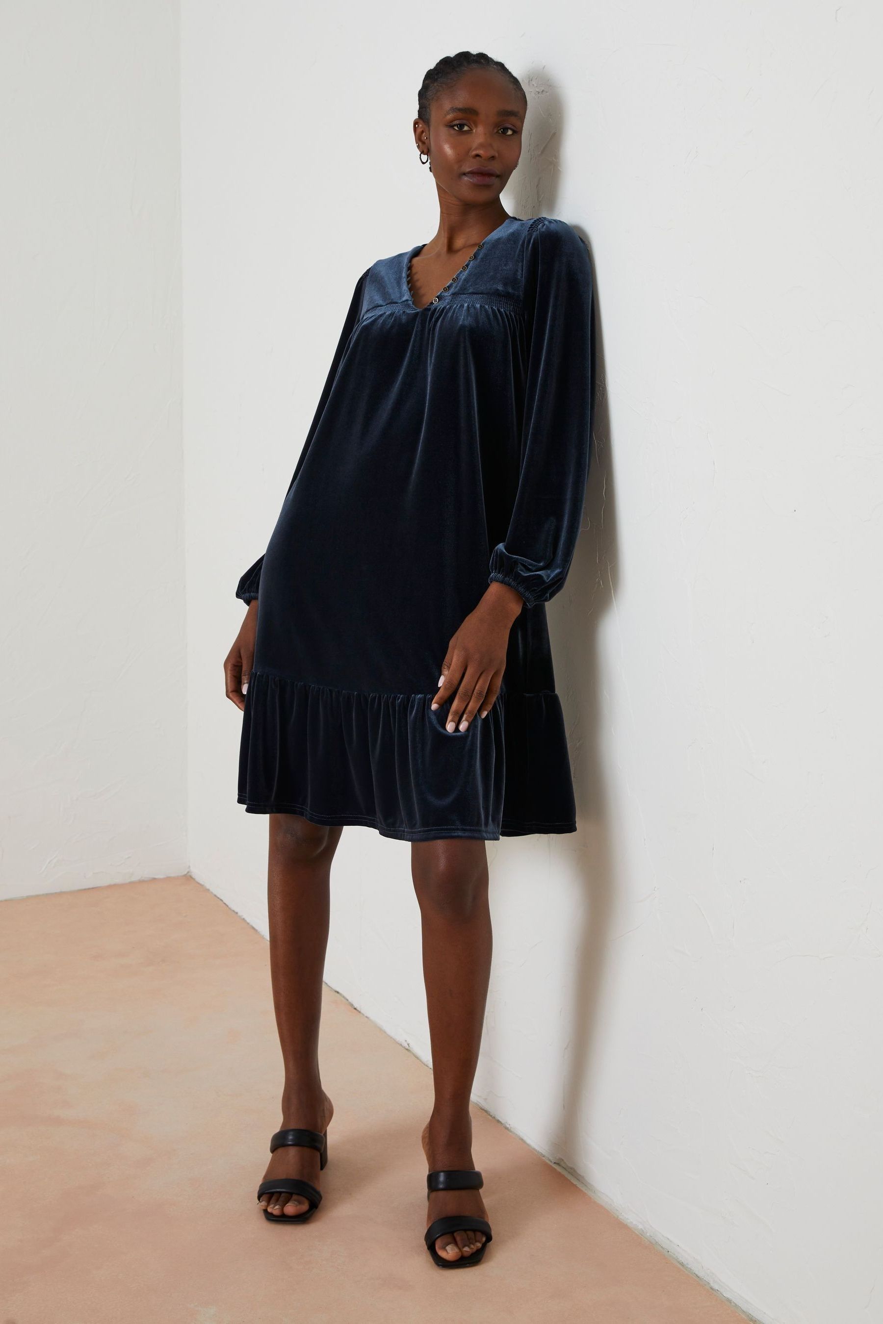 Buy FatFace Blue Poplar Velvet Swing Dress from Next Belgium