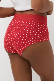 Cream/Grey/Red Midi Cotton and Lace Knickers 4 Pack - Image 3 of 9