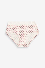 Cream/Grey/Red Midi Cotton and Lace Knickers 4 Pack - Image 7 of 9