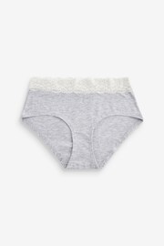 Cream/Grey/Red Midi Cotton and Lace Knickers 4 Pack - Image 8 of 9