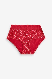 Cream/Grey/Red Midi Cotton and Lace Knickers 4 Pack - Image 9 of 9