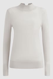 Reiss Stone Kylie Merino Wool Fitted Funnel Neck Top - Image 2 of 5