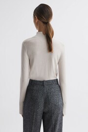 Reiss Stone Kylie Merino Wool Fitted Funnel Neck Top - Image 5 of 5