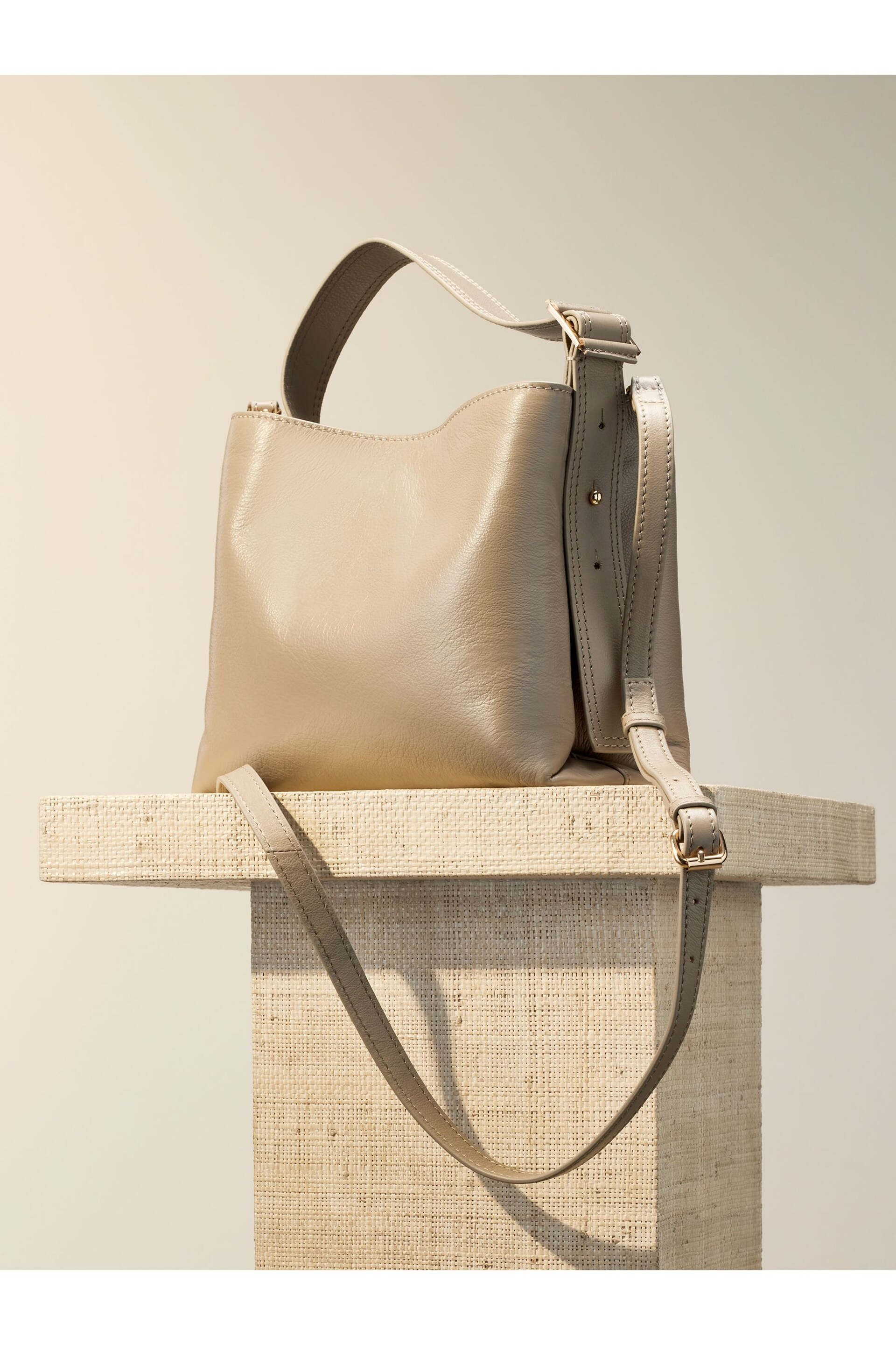 Bone Cream Premium Buckle Handheld Bag - Image 1 of 7