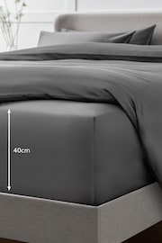 Charcoal Grey Collection Luxe 400 Thread Count Extra Deep Fitted 100% Egyptian Cotton Sateen Deep Fitted Sheet - Image 2 of 2