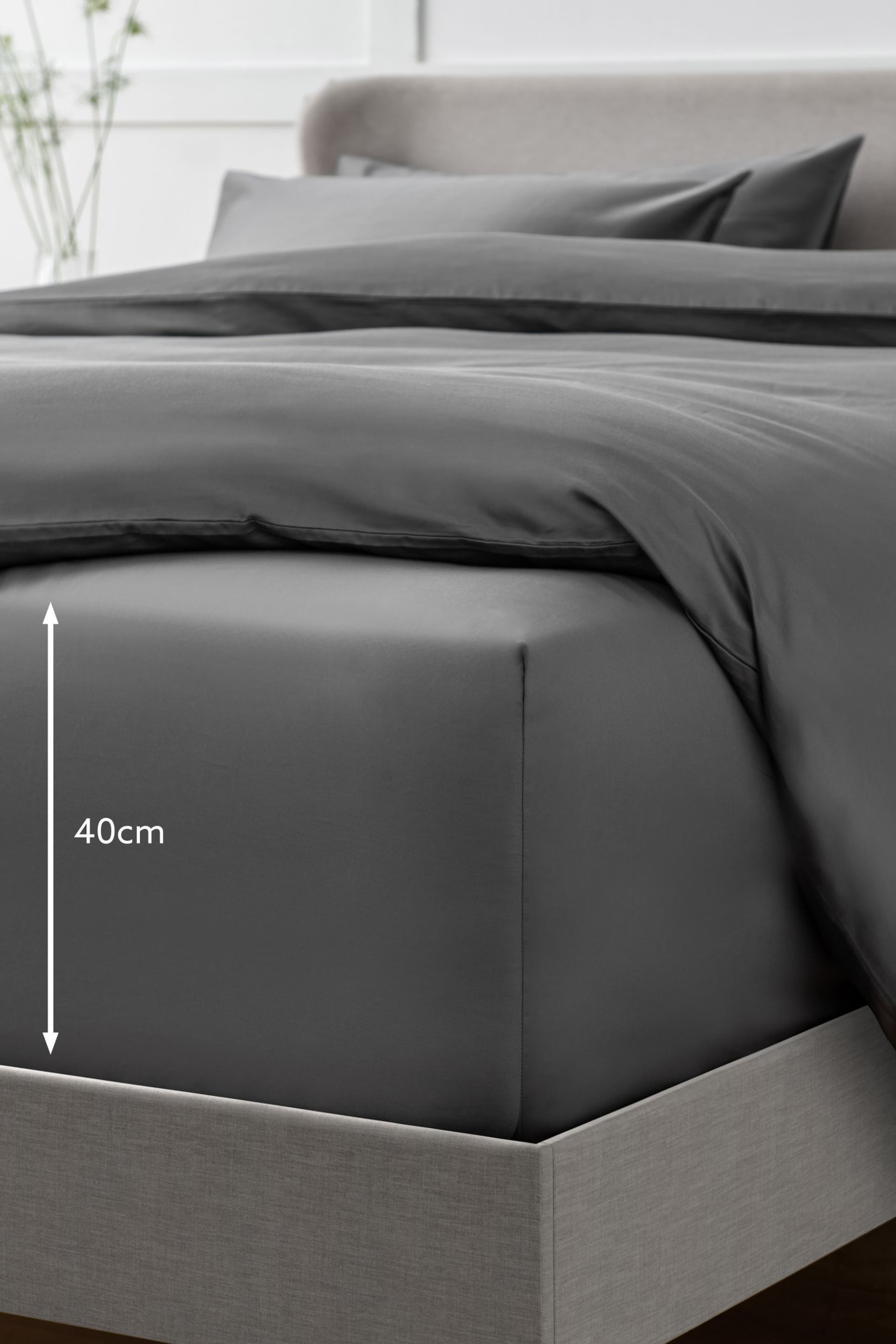 Charcoal Grey Collection Luxe 400 Thread Count Extra Deep Fitted 100% Egyptian Cotton Sateen Deep Fitted Sheet - Image 2 of 2