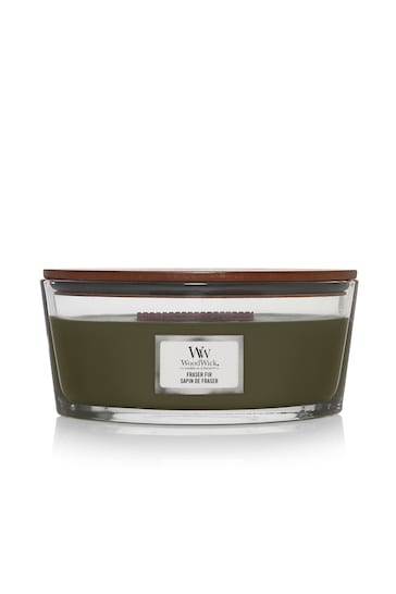 Woodwick Green Ellipse Scented Candle with Crackle Wick Frasier Fir