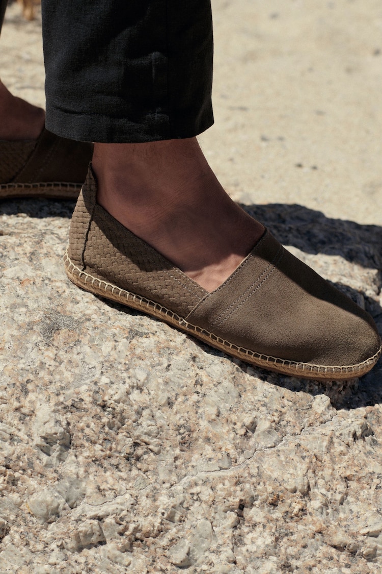 Taupe Brown Suede Espadrilles - Image 1 of 6