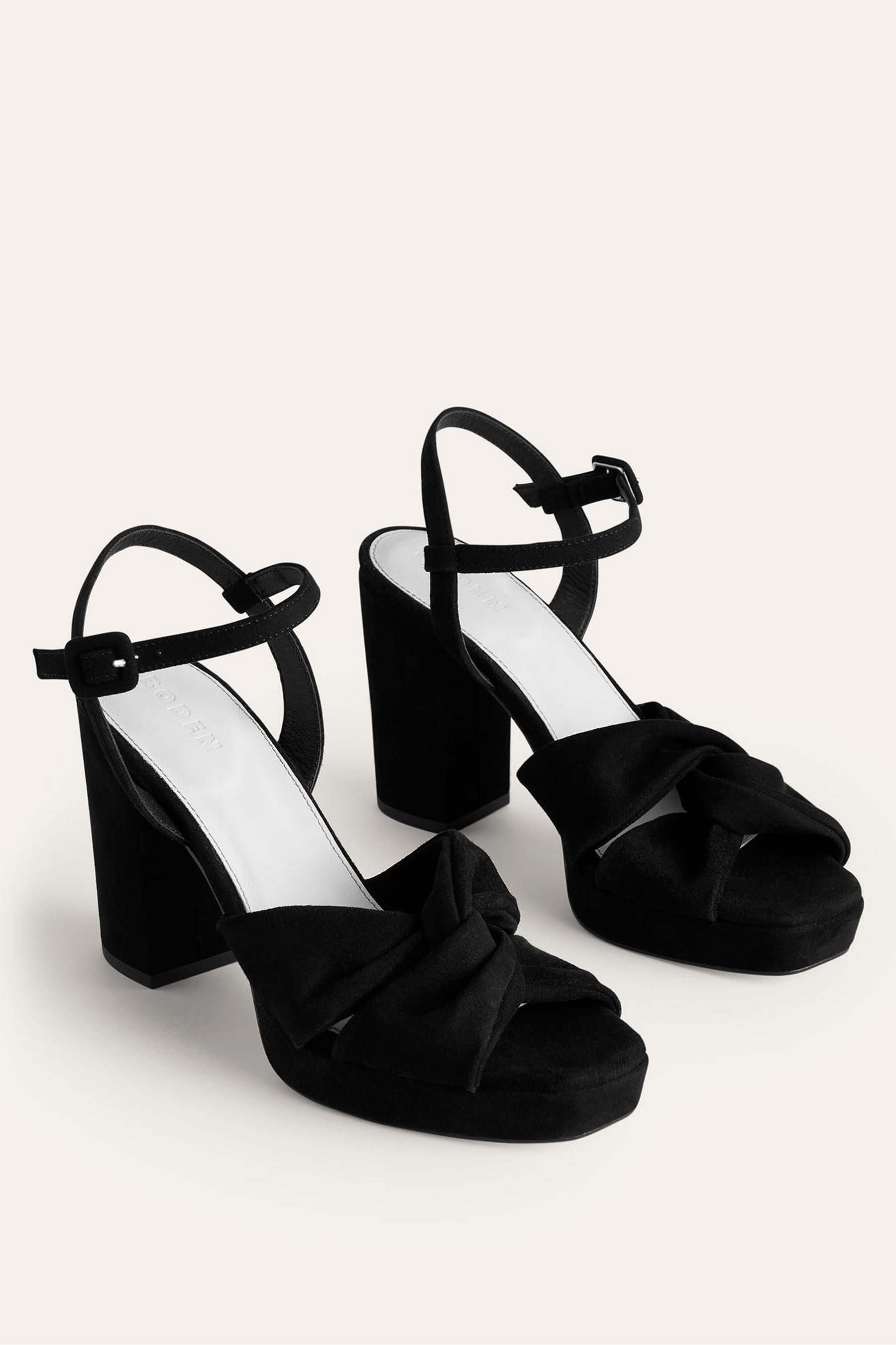 Buy Boden Black Twist Front Heeled Platforms Sandals from the Next