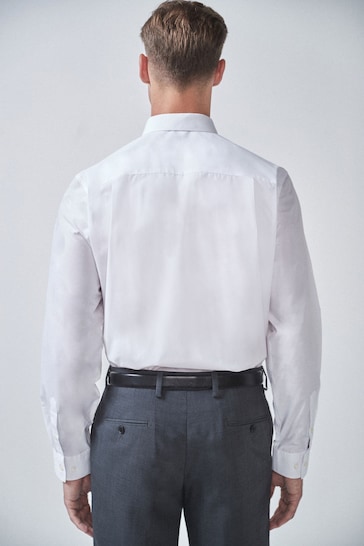 White Regular Fit Cotton Single Cuff Shirt