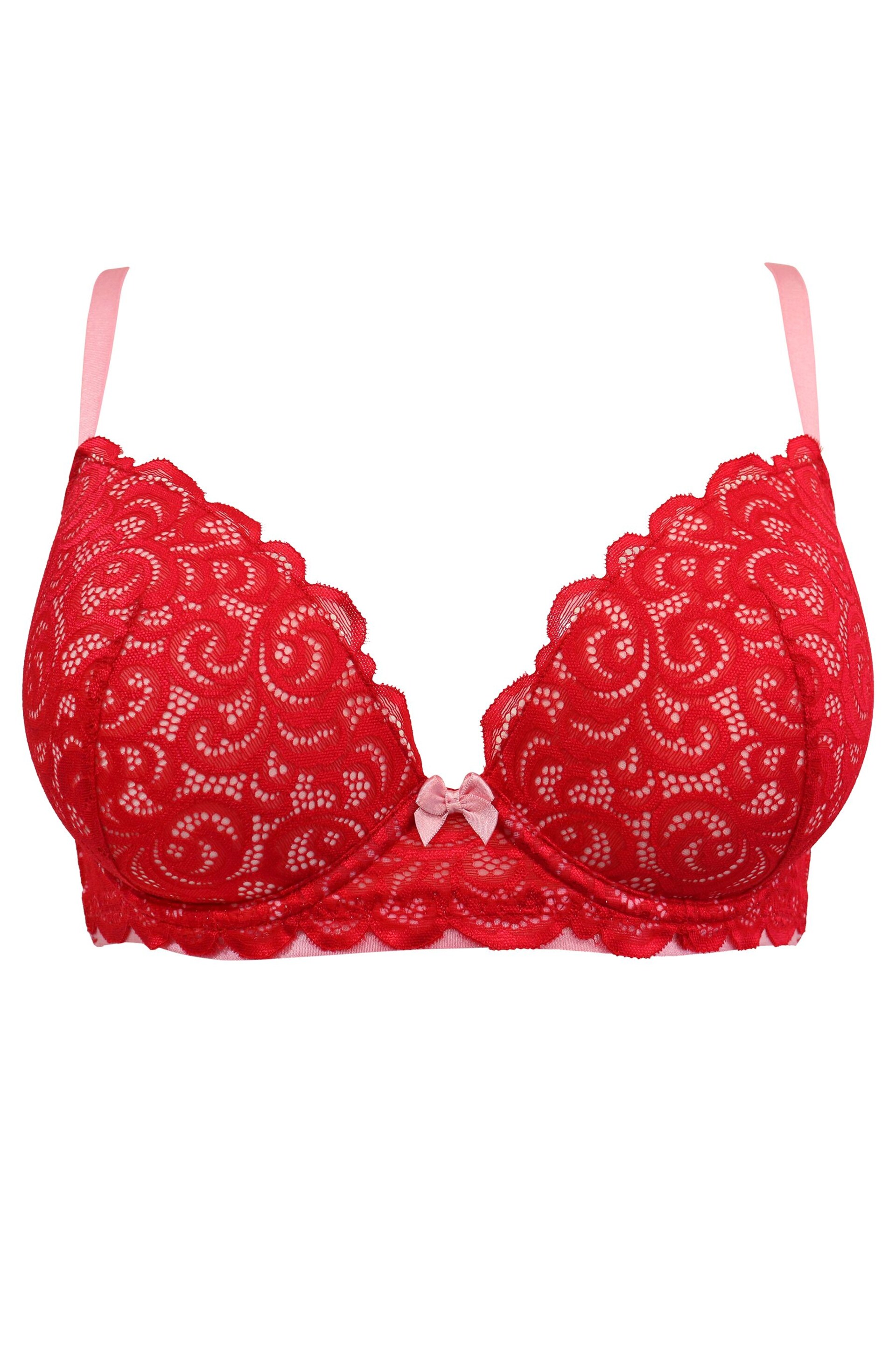 Pour Moi Pink Padded Romance Moulded Plunge Push Up Bra - Image 6 of 7