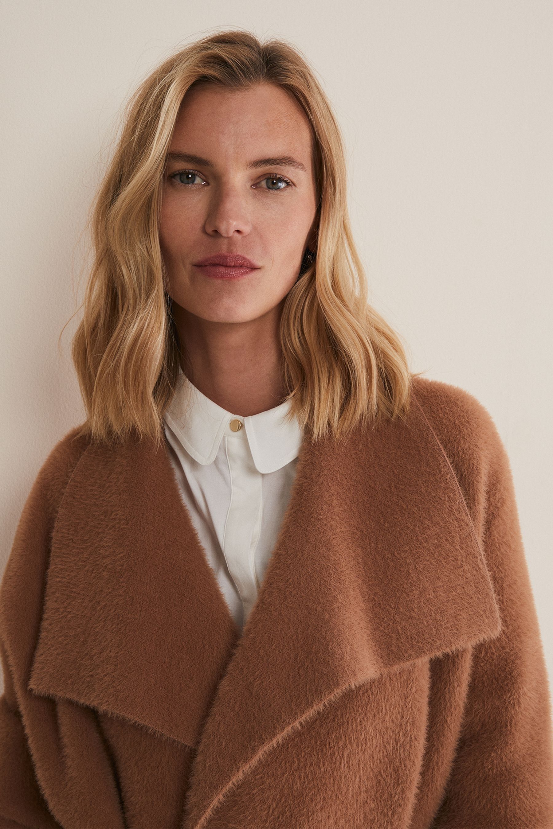 Buy Phase Eight Natural Natasha Waterfall Fluffy Belted Coat from Next Germany