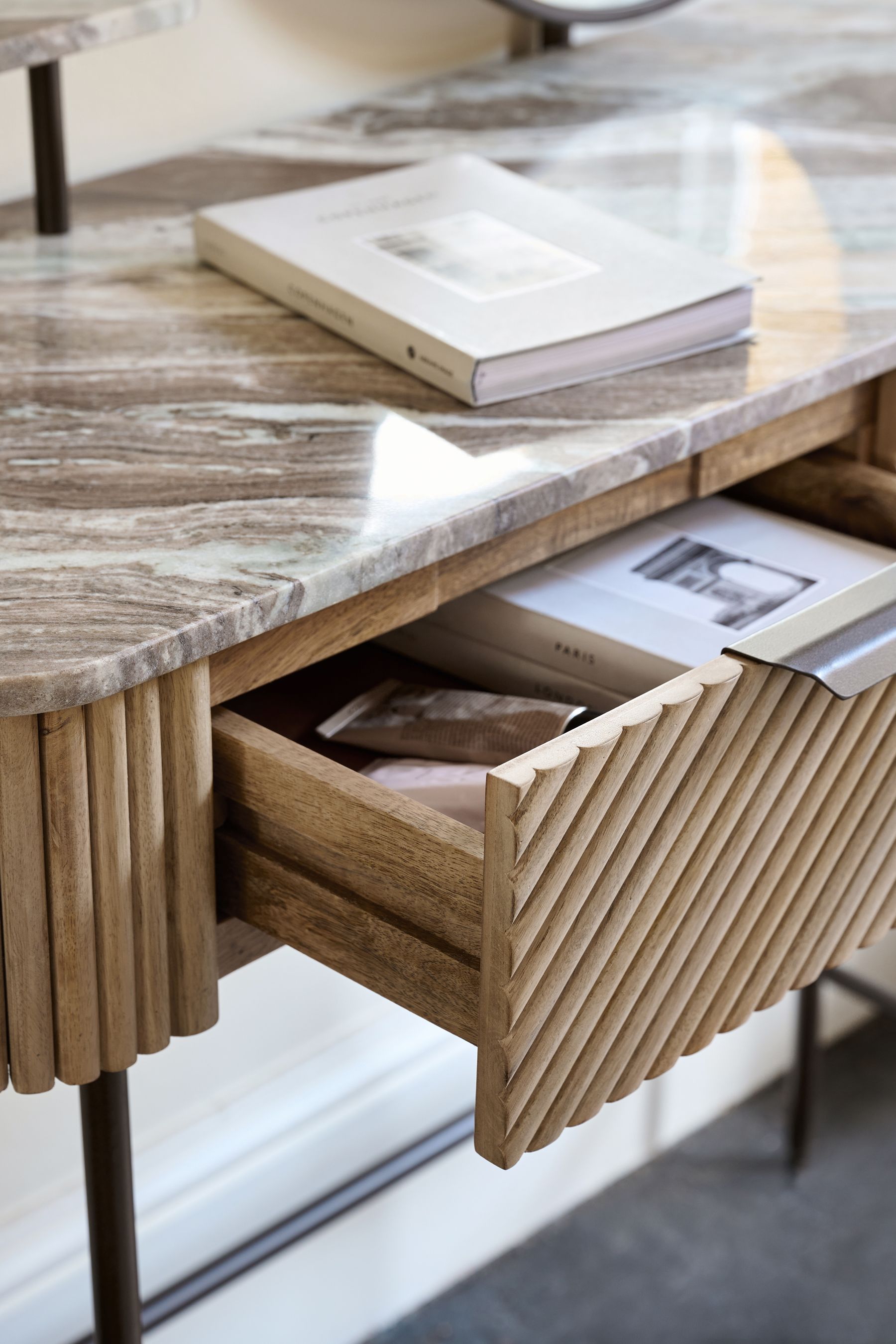 Buy Natural Valencia Marble Mango Wood Dressing Table from the