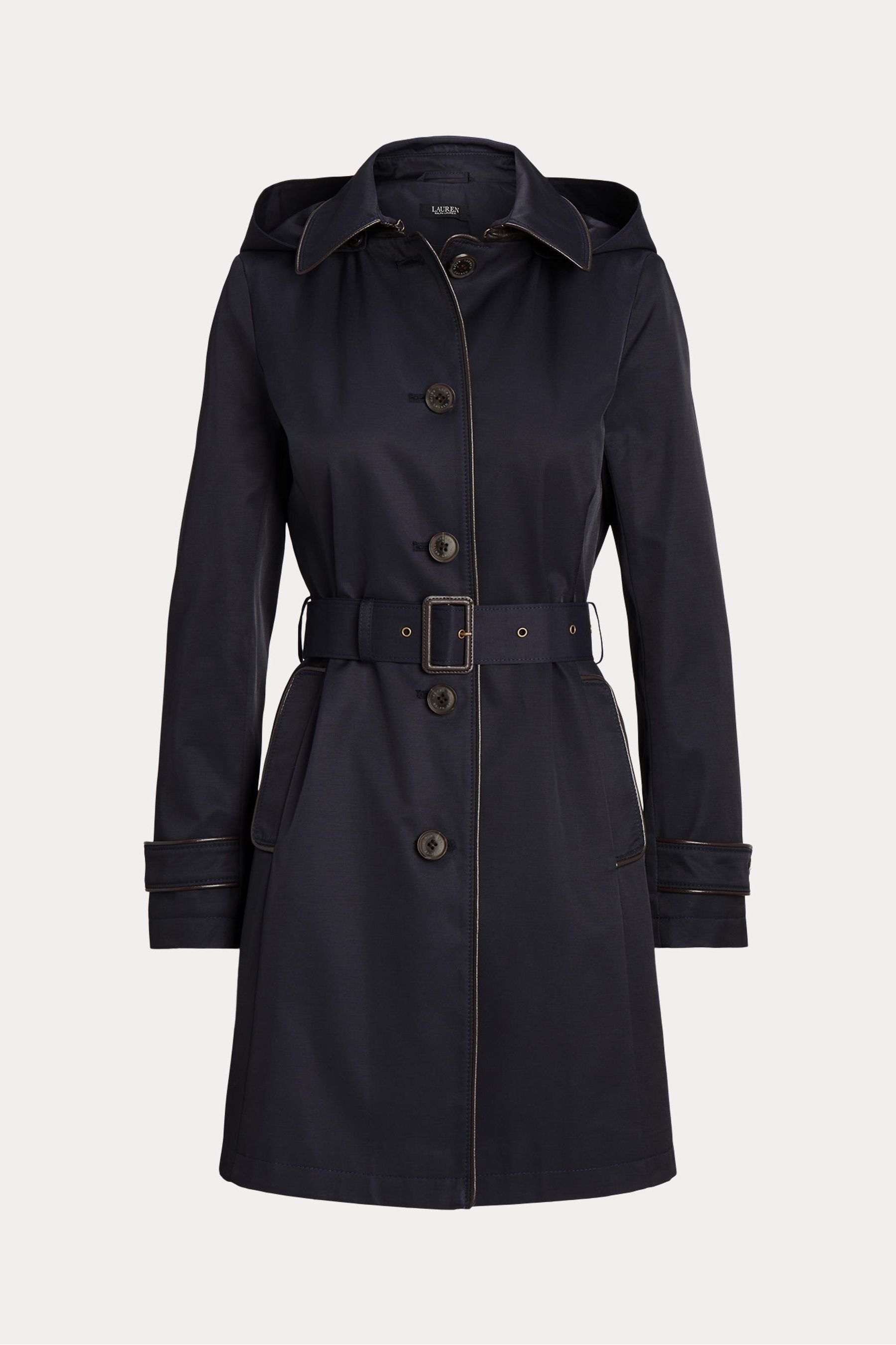Ralph lauren faux leather trim trench coat outlet
