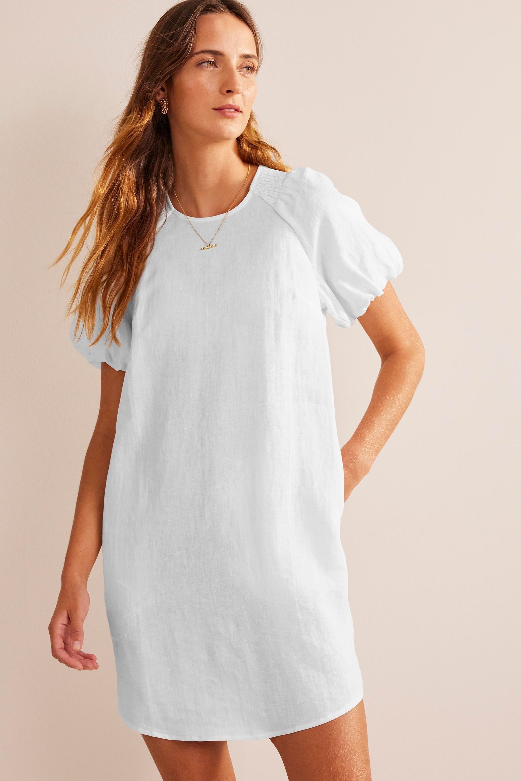 Buy Boden White Smocked Detail Raglan Dress from Next Luxembourg