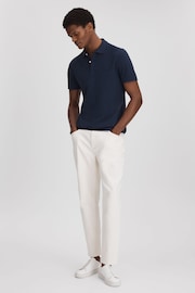 Reiss Airforce Blue Peters Slim Fit Garment Dyed Embroidered Polo Shirt - Image 3 of 6