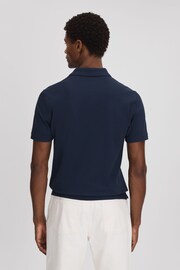 Reiss Airforce Blue Peters Slim Fit Garment Dyed Embroidered Polo Shirt - Image 5 of 6