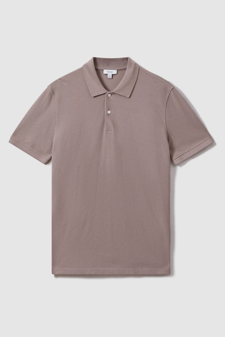 Reiss Dark Taupe Puro Garment Dyed Cotton Polo Shirt - Image 2 of 7