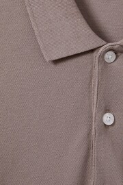 Reiss Dark Taupe Puro Garment Dyed Cotton Polo Shirt - Image 7 of 7
