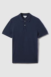 Reiss Airforce Blue Puro Garment Dyed Cotton Polo Shirt - Image 2 of 6