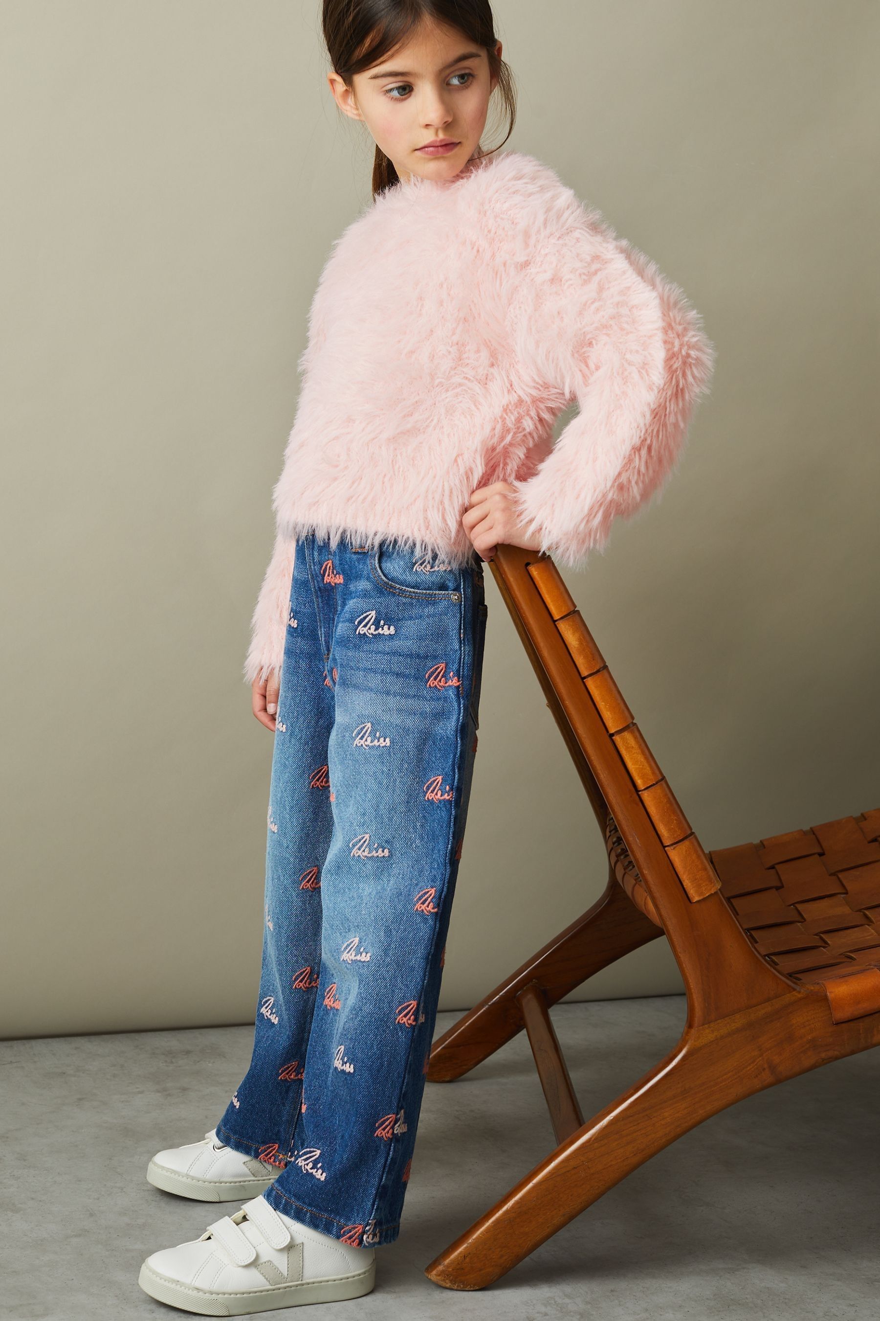 Reiss Pink Freida 9 13 yrs Fluffy Crew Neck Jumper