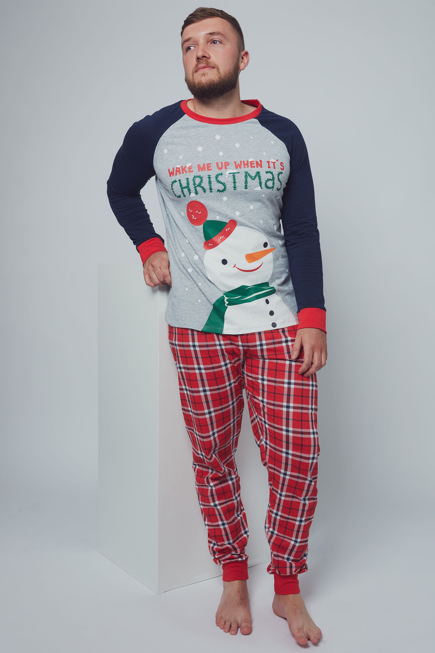 Buy Harry Bear Grey Red Mens Snowman 100 Cotton Pyjamas from the Next UK online shop