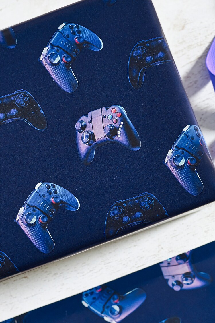 Navy Blue Gaming 10 Metre Wrapping Paper - Image 2 of 4