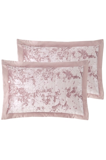 Catherine Lansfield Set of 2 Pink Crushed Velvet Pillowshams