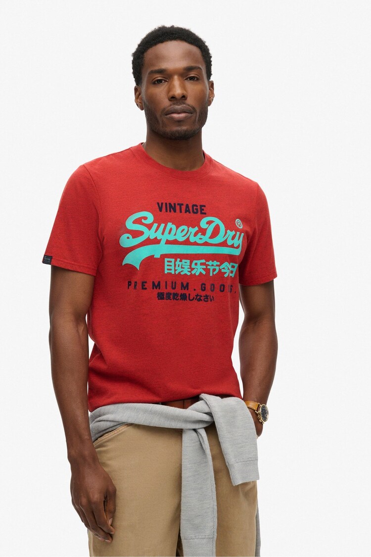 Superdry Red 100% Cotton Vintage Logo Duo T-Shirt - Image 1 of 6