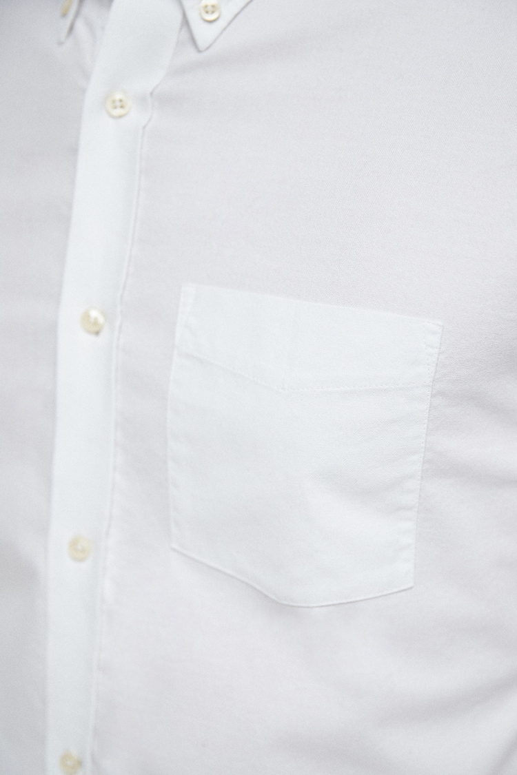 White Regular Fit Long Sleeve Oxford Shirt - Image 4 of 4