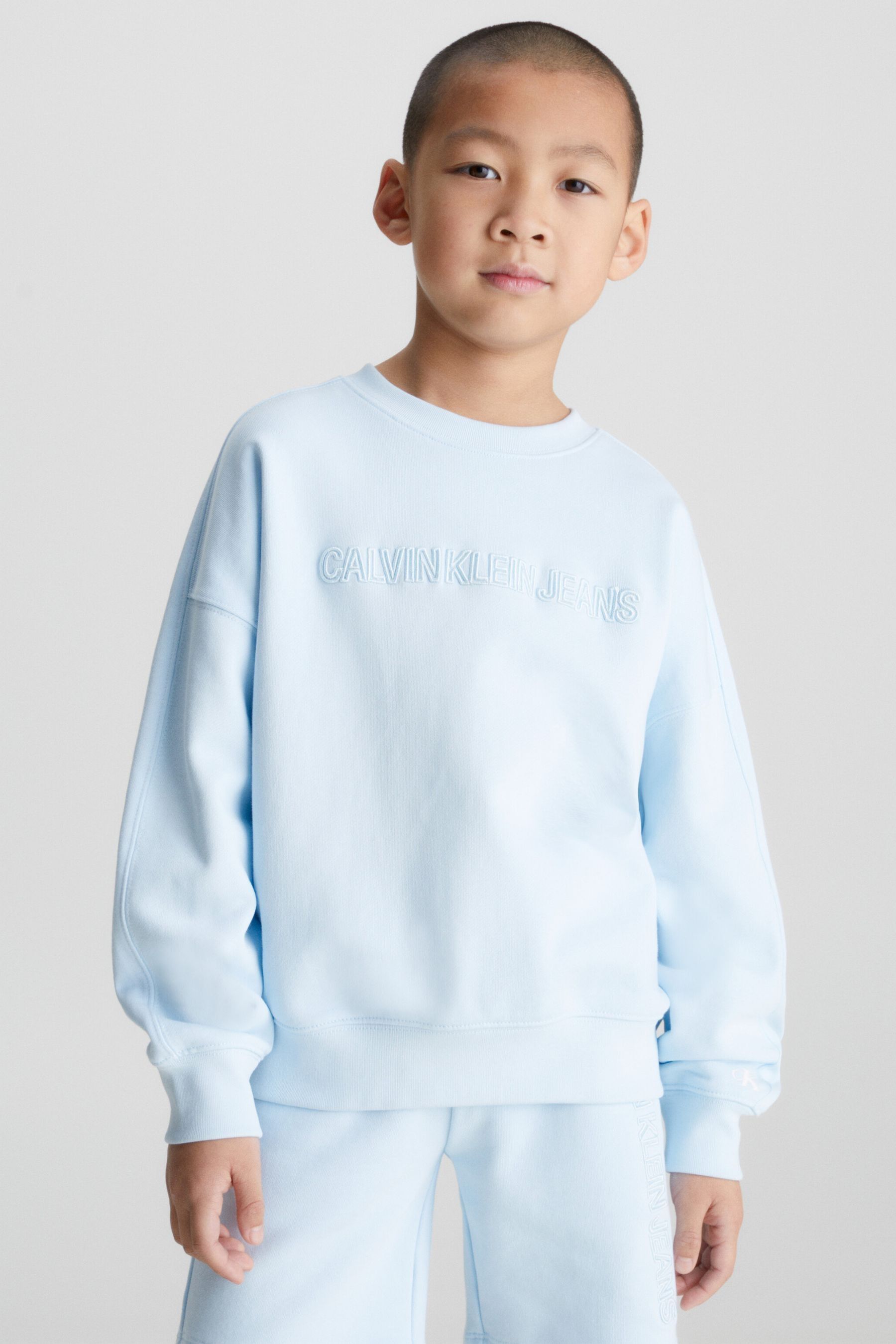 Buy Calvin Klein Jeans Boys Blue Embroidered Jumper from Next Luxembourg