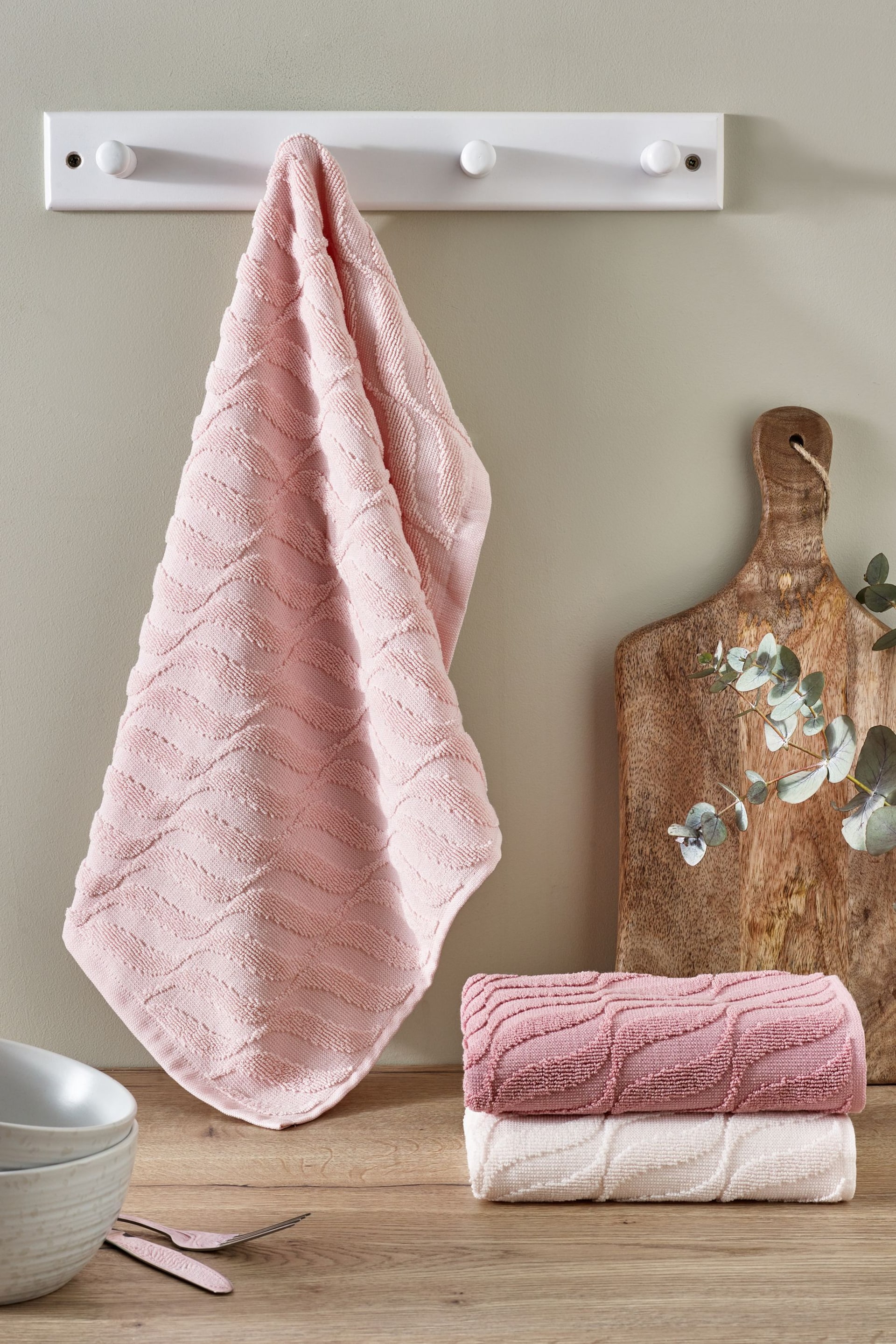 Set of 3 Pink Terry Tea Towels - Image 1 of 4