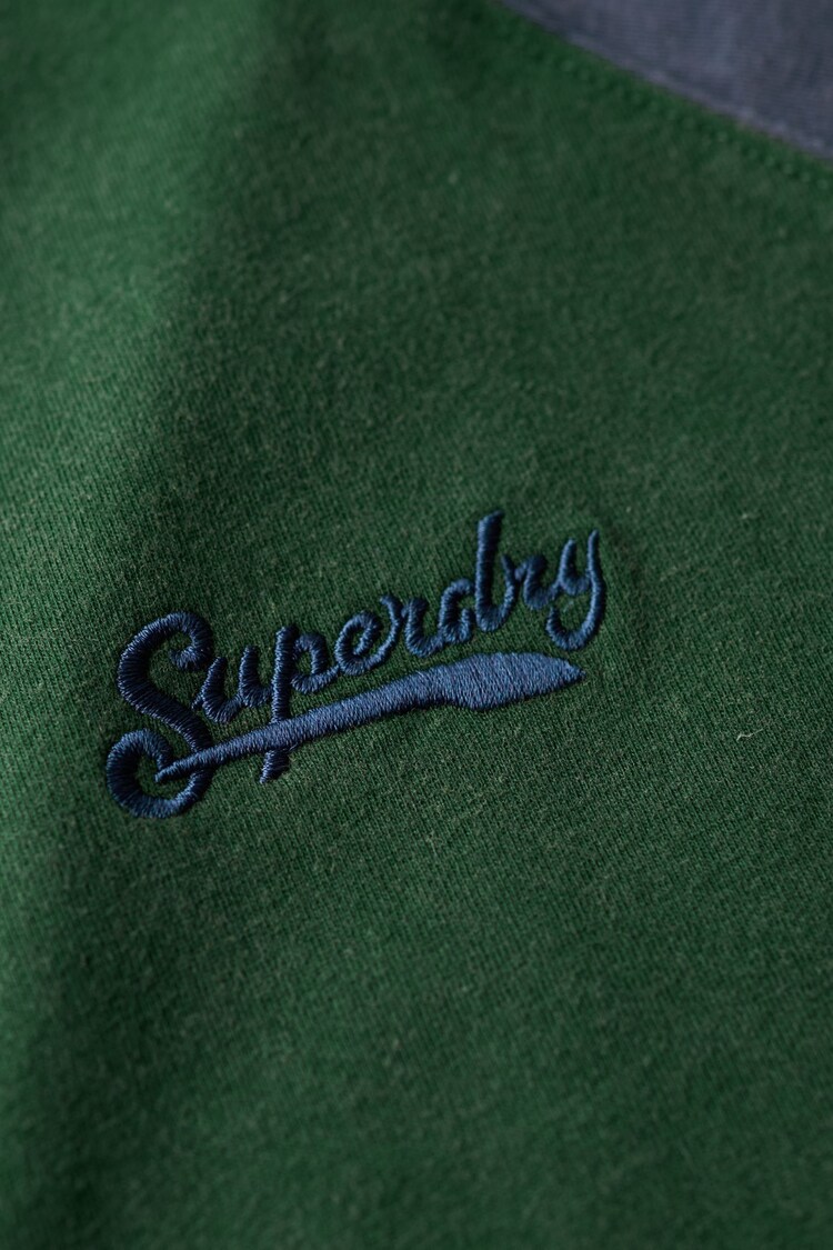 Superdry Enamel Green Navy Essential Logo Baseball T-Shirt - Image 5 of 5