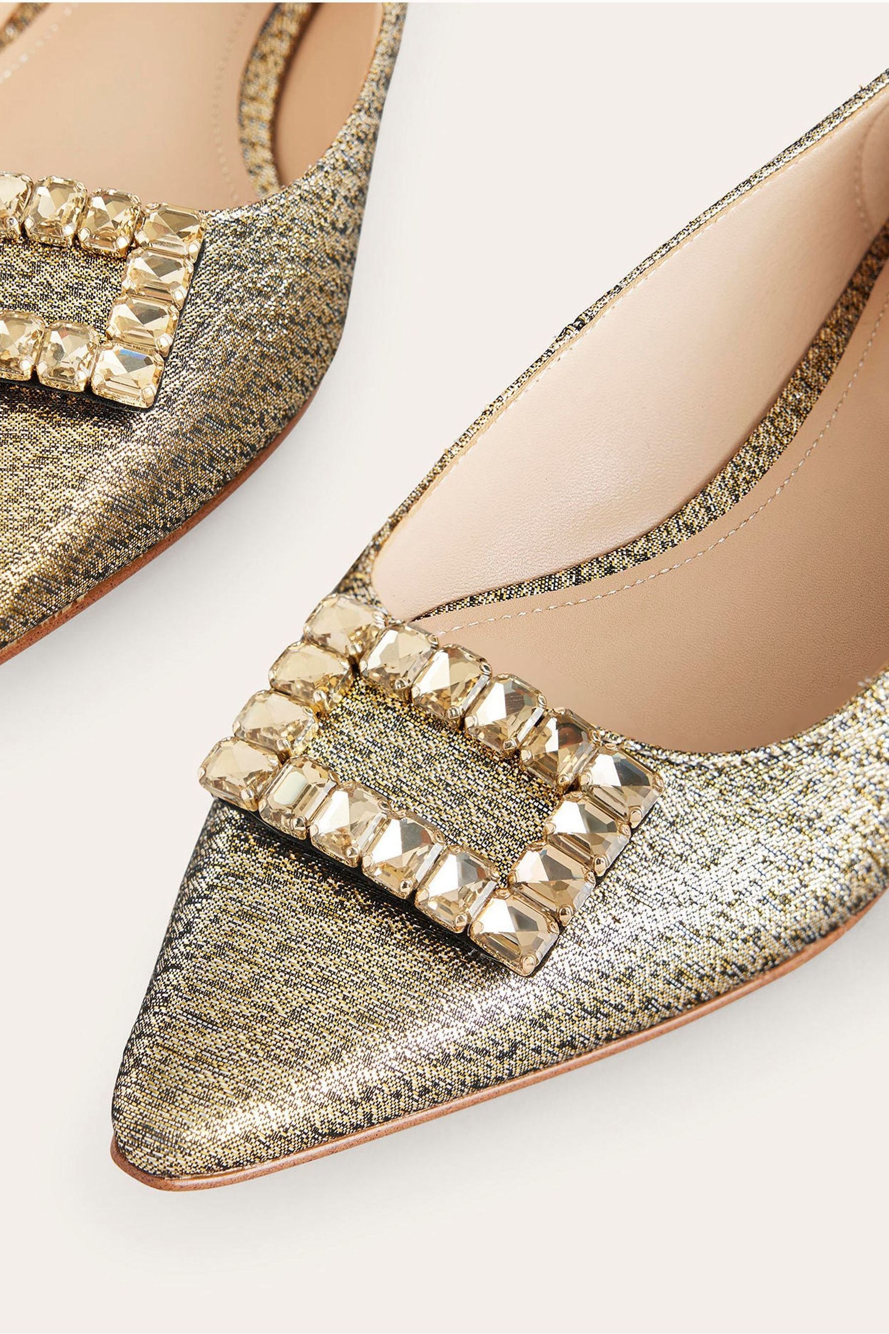 Buy Boden Gold Jewelled Buckle Flats Shoes from Next Luxembourg