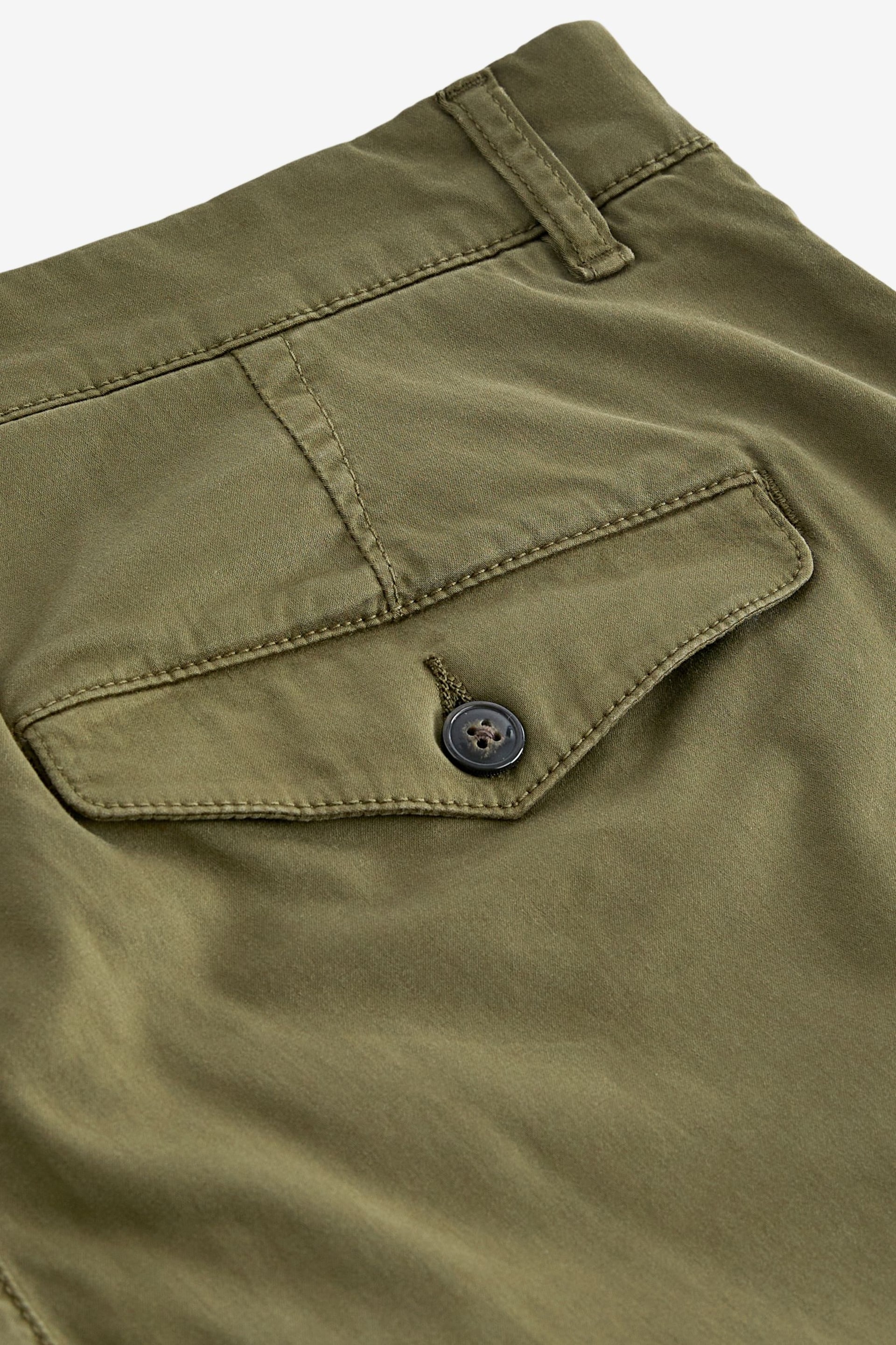 Khaki Green Slim Fit Premium Laundered Stretch Chinos Trousers - Image 11 of 12