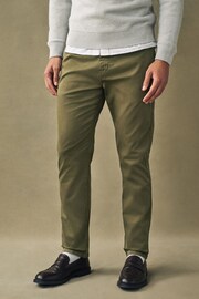 Khaki Green Slim Fit Premium Laundered Stretch Chinos Trousers - Image 4 of 12