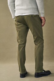 Khaki Green Slim Fit Premium Laundered Stretch Chinos Trousers - Image 5 of 12