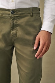 Khaki Green Slim Fit Premium Laundered Stretch Chinos Trousers - Image 6 of 12