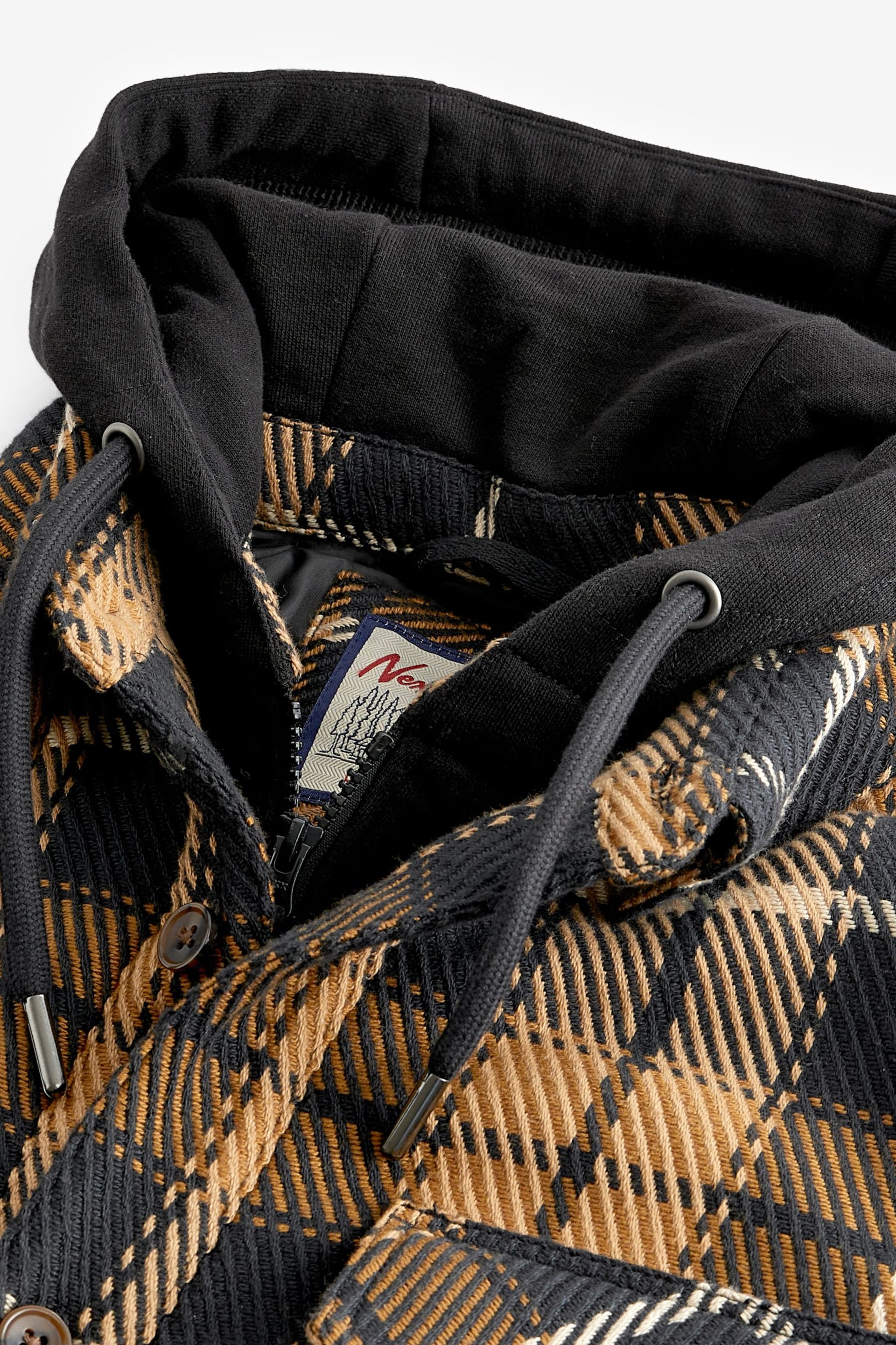 Black Check Hooded Shacket - Image 13 of 14