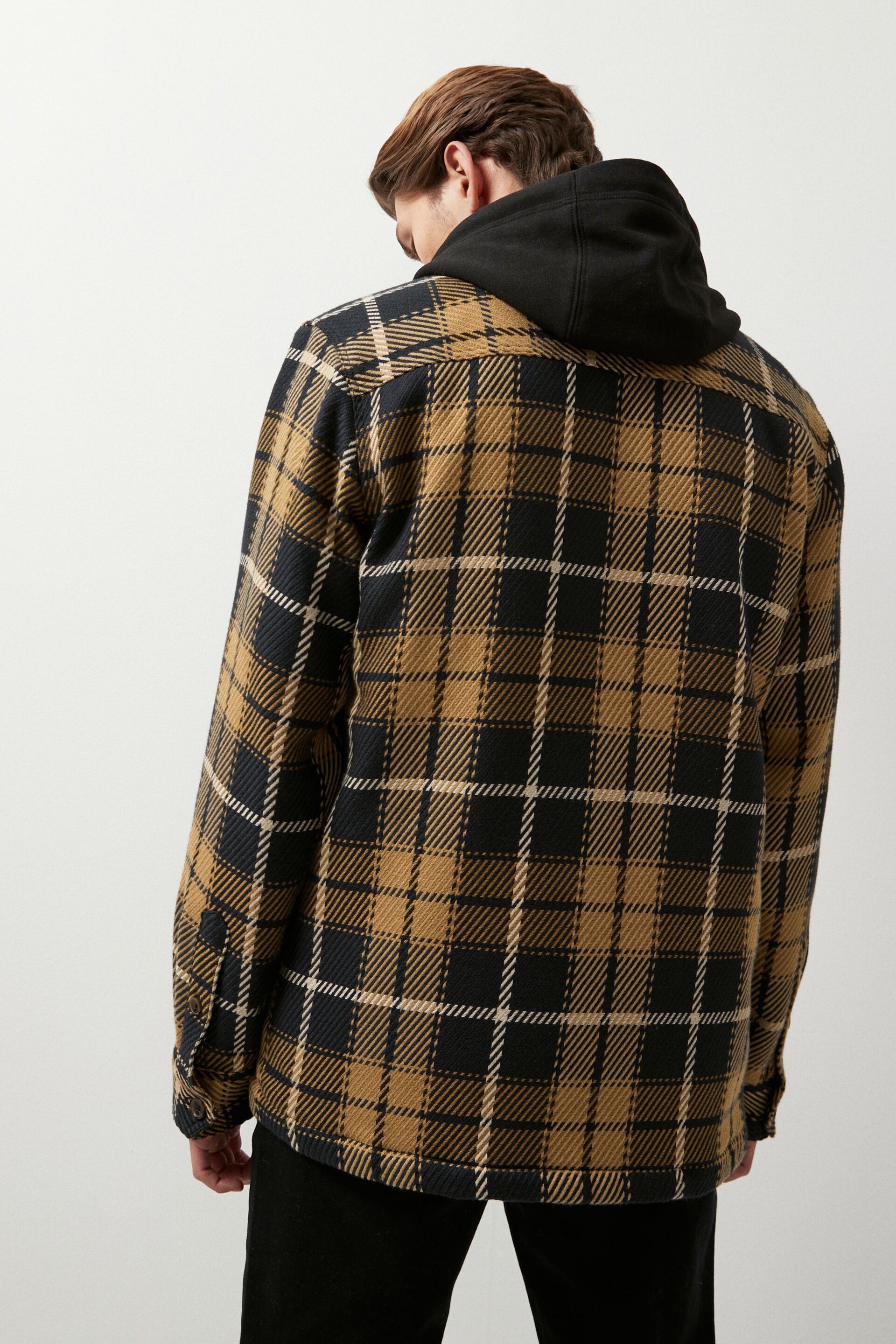 Black Check Hooded Shacket - Image 3 of 14