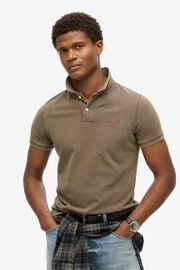 Superdry Destroy Morel Brown Vint Destroy Polo Shirt - Image 1 of 5