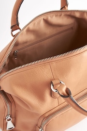 Tan Brown Leather Pocket Zip Grab Bag - Image 11 of 13