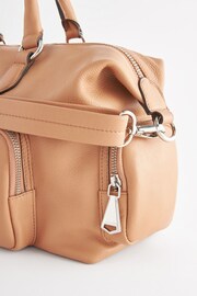 Tan Brown Leather Pocket Zip Grab Bag - Image 8 of 8
