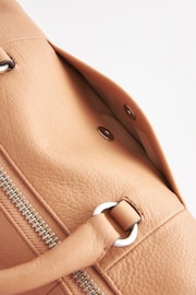 Tan Brown Leather Pocket Zip Grab Bag - Image 9 of 13