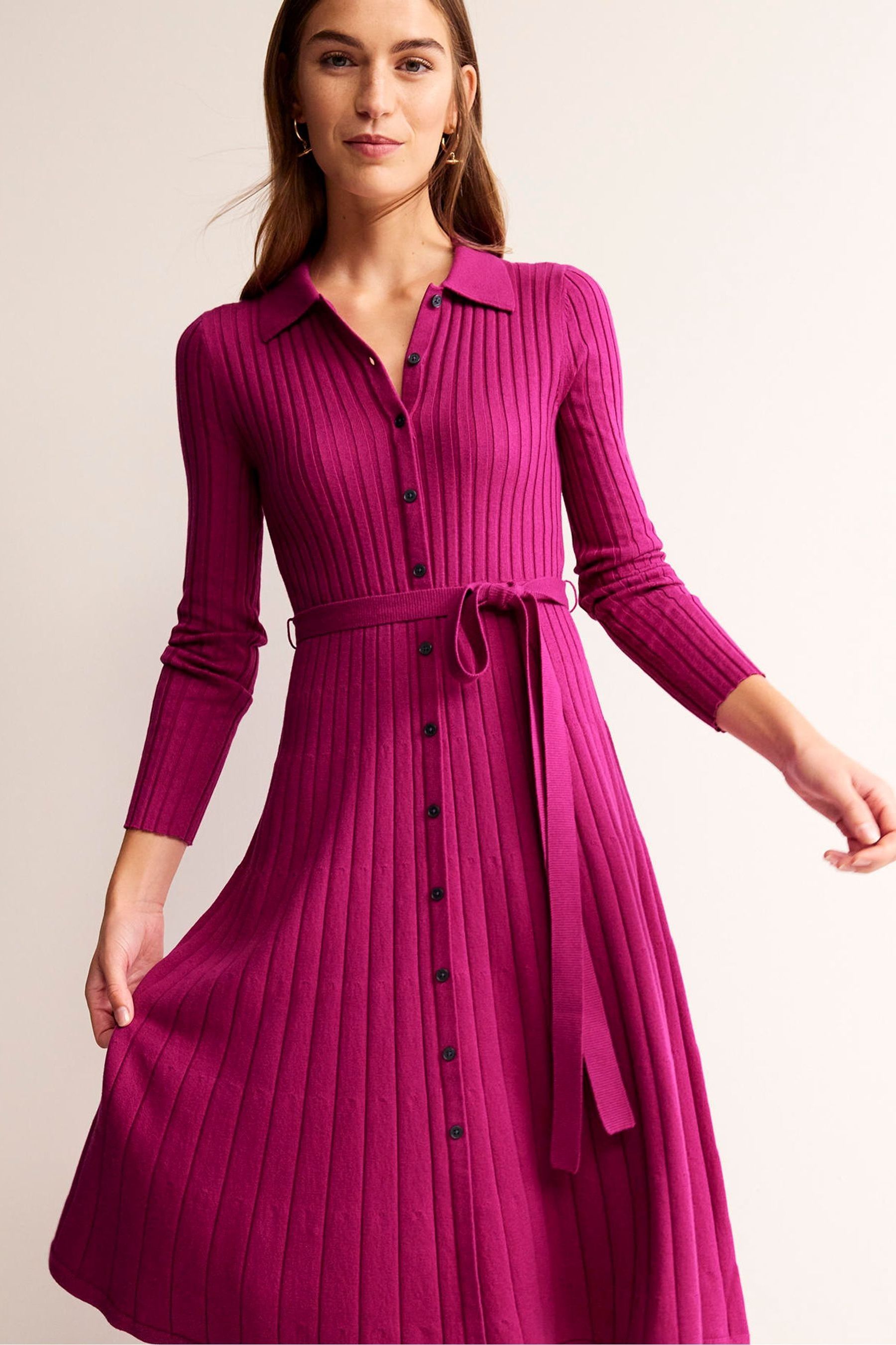 Buy Boden Purple Rachel Knitted Shirt Dress from Next Luxembourg