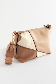 Tan Brown Spliced Colourblock Cross-Body Bag - Image 6 of 9