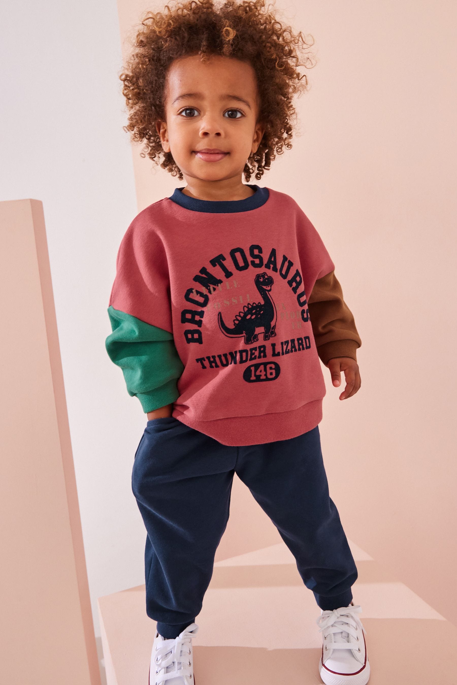 Buy Red Blue Dinosaur Printed Colourblock Sweatshirt and Joggers Set 3mths 7yrs from Next Ireland